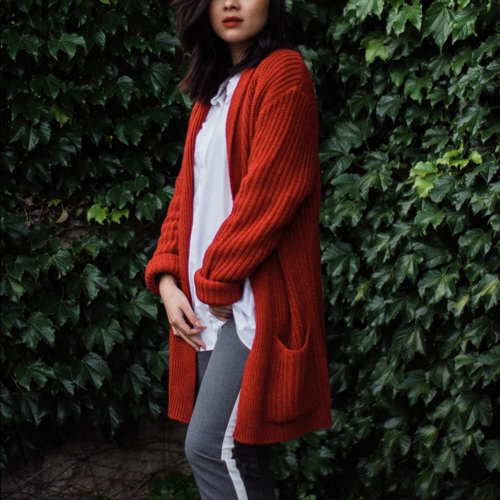 Burnt Orange Long Men’s Cardigan